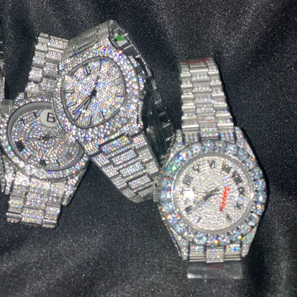 Premium Classic Sliver Moissanite Watch Women Mechanical Watch Top Quality Unique Creative Wristwatch Hiphop Luxury Men Watches