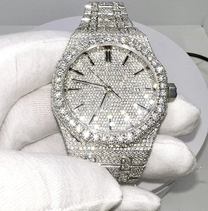 High Translucency VVS Real Diamond Moissanite Luxury Watches for Men Pointer Stainless Steel Passes High