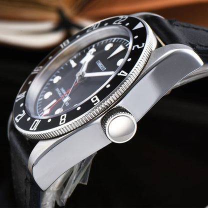 Corgeut Original Guangzhou Watch Factory 41mm Date NH34 Movement GMT Sport Unisex Automatic Mechanical Leather Strap Stainless