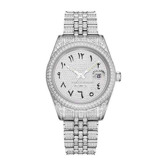 2025 New Luxury Automatic Men's Watch Chinese Production Charming Zircon Dial Special Arabic Numerals Glass Window Sporty Style