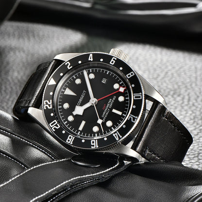 Corgeut Original Guangzhou Watch Factory 41mm Date NH34 Movement GMT Sport Unisex Automatic Mechanical Leather Strap Stainless