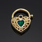 18ct Heavy Yellow Gold Plated Green Filigree Heart Locket - USA Made-2