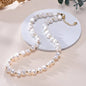 Designer Genuine White Freshwater Pearl Necklace in Gold