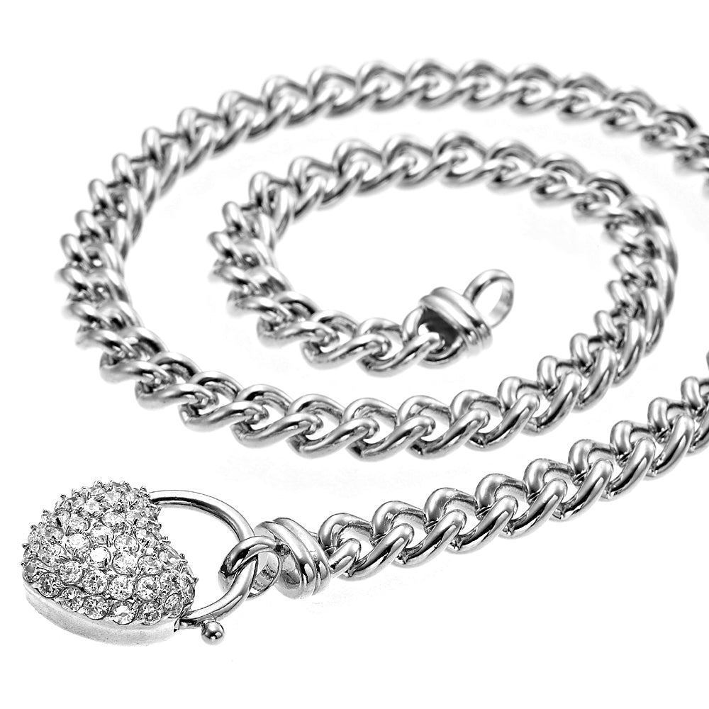 925 Sterling Silver Plated Euro Chain Necklace Featuring a Simulated Diamond Locket - USA Made-4