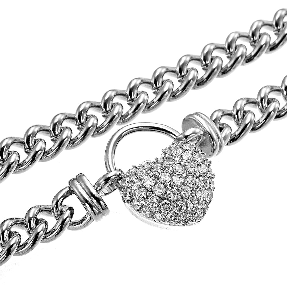 925 Sterling Silver Plated Euro Chain Necklace Featuring a Simulated Diamond Locket - USA Made-1