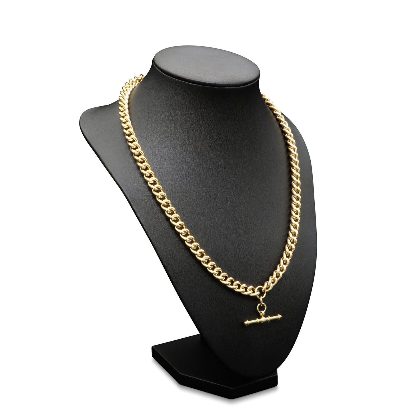 18ct Heavy Yellow Gold Plated Euro Chain Necklace with T Bar-0