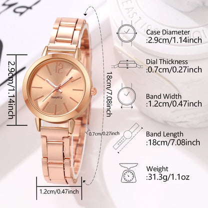 6pcs Women's Watch Fashion Casual Quartz Watch and Necklace Bracelet Ring Earrings Jewelry Set