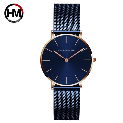 2023 New Women Bracelet Watch 1 Set Japan Quartz Movement Simple Rose Gold Stainless Steel Mesh Student Watches Relogio Feminino
