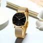 2023 New Women Bracelet Watch 1 Set Japan Quartz Movement Simple Rose Gold Stainless Steel Mesh Student Watches Relogio Feminino