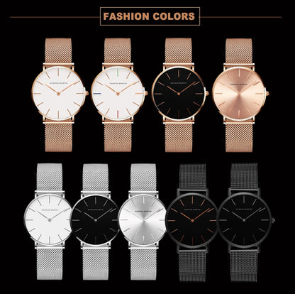2023 New Women Bracelet Watch 1 Set Japan Quartz Movement Simple Rose Gold Stainless Steel Mesh Student Watches Relogio Feminino