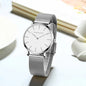 2023 New Women Bracelet Watch 1 Set Japan Quartz Movement Simple Rose Gold Stainless Steel Mesh Student Watches Relogio Feminino