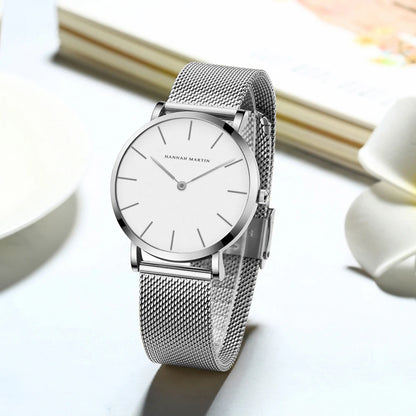 2023 New Women Bracelet Watch 1 Set Japan Quartz Movement Simple Rose Gold Stainless Steel Mesh Student Watches Relogio Feminino
