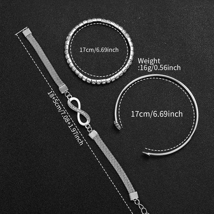 4PCS/Set Fashion Rhinestone Women Watches Luxury Steel Band Ladies Quartz Watch Bracelets Set Reloj Mujer（Without Box）