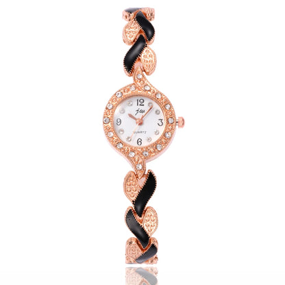 A Stylish, Casual And Versatile Women's Love  With Diamond Inlaid Quartz Watch And Jewelry Three Piece Set