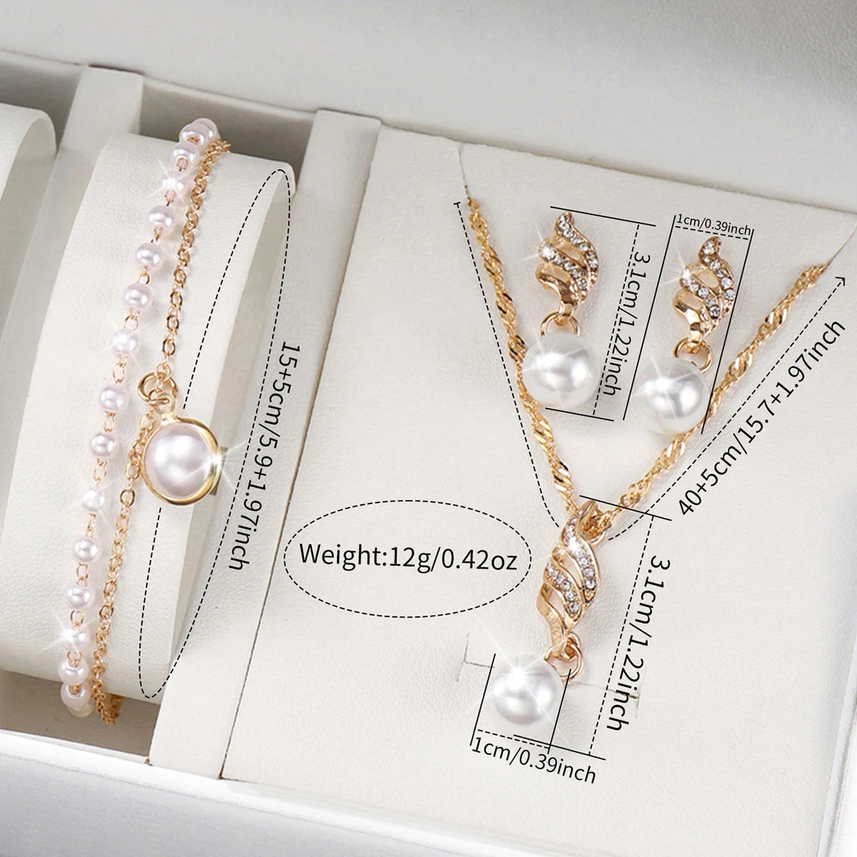 5PCS/Set Fashion Women Watches Ladies Pearls Band Quartz Wristwatch Jewelry Set Reloj Mujer（Without Box）