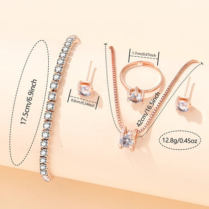 6pcs Women's Watch Fashion Casual Quartz Watch and Necklace Bracelet Ring Earrings Jewelry Set