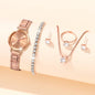 6pcs Women's Watch Fashion Casual Quartz Watch and Necklace Bracelet Ring Earrings Jewelry Set