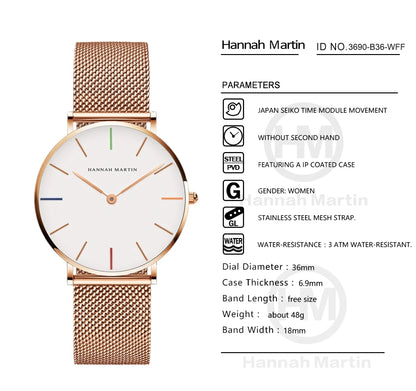 2023 New Women Bracelet Watch 1 Set Japan Quartz Movement Simple Rose Gold Stainless Steel Mesh Student Watches Relogio Feminino