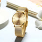 2023 New Women Bracelet Watch 1 Set Japan Quartz Movement Simple Rose Gold Stainless Steel Mesh Student Watches Relogio Feminino