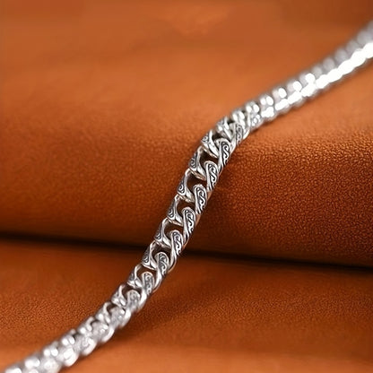 1pc S925 Silver Vintage Style Men's Bracelet, Cool Fashion Jewelry, Hip Hop Punk, Father's Day Gift
