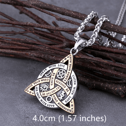 1pc Norse Viking Odin Trinity Pendant Necklace - Vintage Stainless Steel Amulet Jewelry for Men with Wooden Box