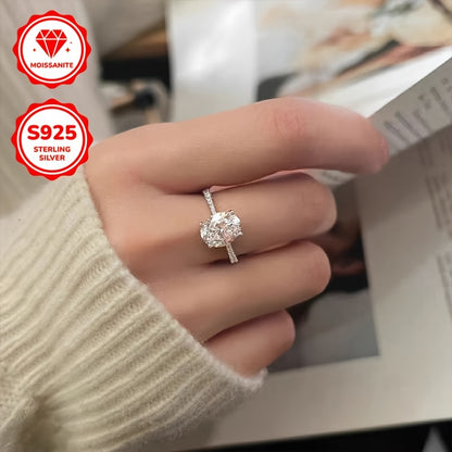 925 Sterling Silver 3ct Moissanite Ring Simple Elegant Ladies Banquet Wedding Sparkle Jewelry With Moissanite Certificate And Exquisite Gift Box