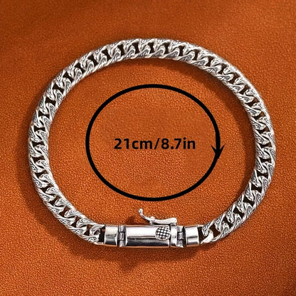 1pc S925 Silver Vintage Style Men's Bracelet, Cool Fashion Jewelry, Hip Hop Punk, Father's Day Gift