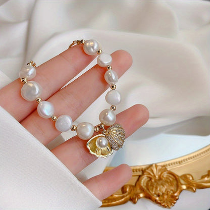 Baroque Summer Shell Freshwater Pearl Bracelet Ladies Beach Decor Jewelry Bracelet