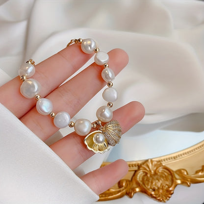Baroque Summer Shell Freshwater Pearl Bracelet Ladies Beach Decor Jewelry Bracelet