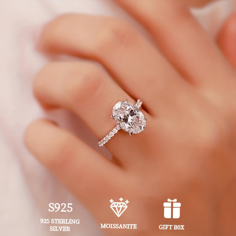 925 Sterling Silver 3ct Moissanite Ring Simple Elegant Ladies Banquet Wedding Sparkle Jewelry With Moissanite Certificate And Exquisite Gift Box