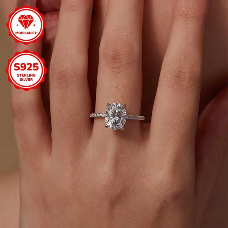 925 Sterling Silver 3ct Moissanite Ring Simple Elegant Ladies Banquet Wedding Sparkle Jewelry With Moissanite Certificate And Exquisite Gift Box